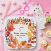 5e bruiloft Jubileum Herfst Bloemen Papieren Bordje (Feest)