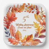 5e bruiloft Jubileum Herfst Bloemen Papieren Bordje (Voorkant)