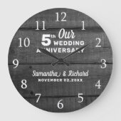 5e bruiloft Jubileum hout zwart en wit Grote Klok (Voorkant)