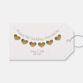 5e Bruiloft Jubileum houten hart cadeau label Cadeaulabel