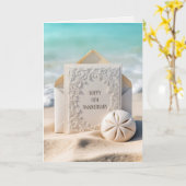 5e bruiloft Jubileum Kaart op het strand zand (Gele Bloem)