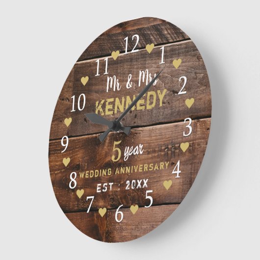 5e bruiloft Jubileum Mr en Mrs Rustic Wood Grote Klok (Hoek)