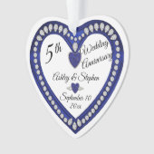5e bruiloft Jubileum Sapphire Diamond Keepsake Ornament (voorkant)