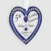 5e bruiloft Jubileum Sapphire Diamond Keepsake Ornament (voorkant)