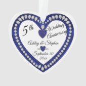 5e bruiloft Jubileum Sapphire Diamond Keepsake Ornament (achterkant)