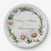 5e bruiloft Jubileum White Daisies Papieren Bordje (Voorkant)