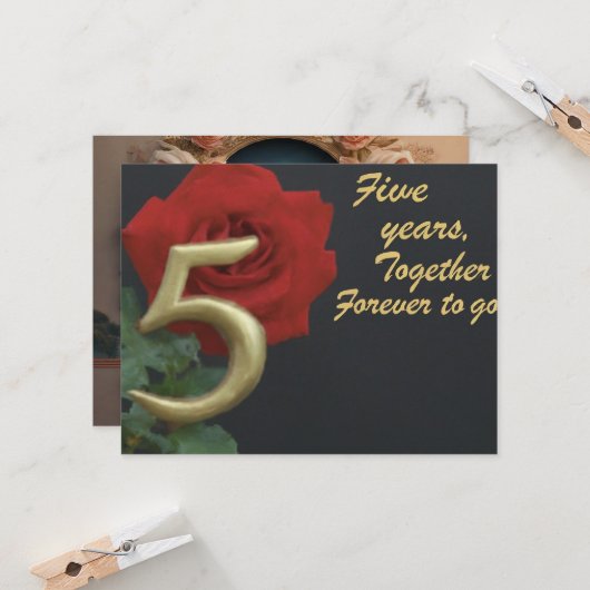 5e bruiloft verjaardagskaart kaart (Voorkant / Achterkant in situ)