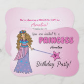 5e dag Uitnodiging Roze Princess met reserveband (Voorkant / Achterkant)