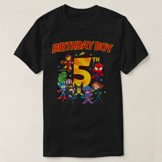 5e derde verjaardag van de superheld van de superh t-shirt (Design voorkant)