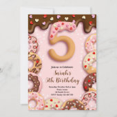 5e Donut Verjaardagsmeisjes Uitnodiging (Voorkant)