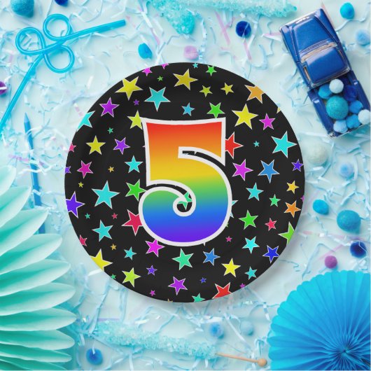 5e Evenement: Vet, Leuk, Kleurrijke Regenboog 5 Papieren Bordje (Feest)