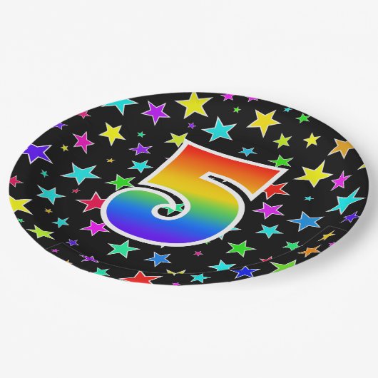 5e Evenement: Vet, Leuk, Kleurrijke Regenboog 5 Papieren Bordje (Gekanteld)
