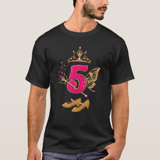 5e geboortedag ontwerp. Birthday Princess is vijf  T-shirt (Voorkant)