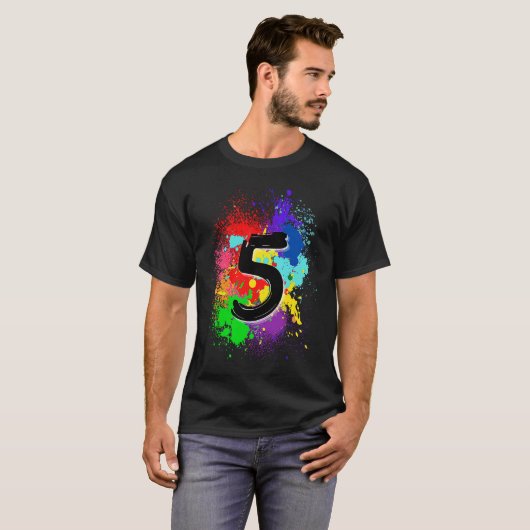 5e geboortedag verfplaat nummer 5 t-shirt (Voorkant volledig)