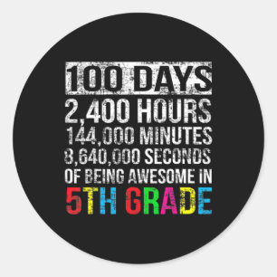 5e graad 100 dag aftellen 100 dagen van school GIF Ronde Sticker