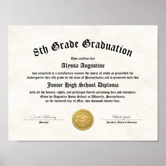 5e graad Afstuderen Homeschool Diploma Poster (Voorkant)