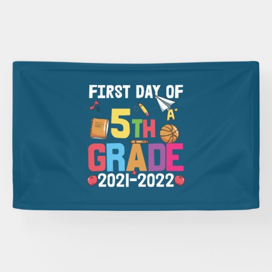 5e graad leraar eerste dag vijfde graad spandoek (Horizontaal)