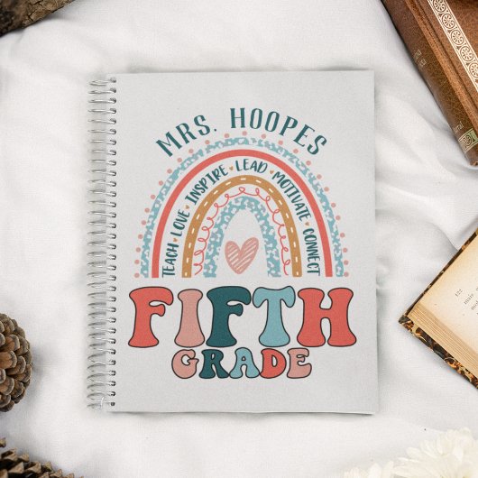 5e graad leraar gepersonaliseerde Gift regenboogsp Notitieboek