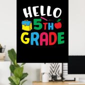 5e graad leraar Hallo vijfde graad Poster (Thuiskantoor)