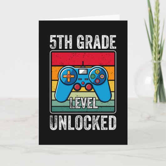 5e graad van Unlock Back to School Video Gamer Kaart (Voorkant)