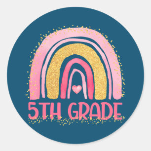 5e graadregenboogleraar Waterverf Kind terug naar Ronde Sticker