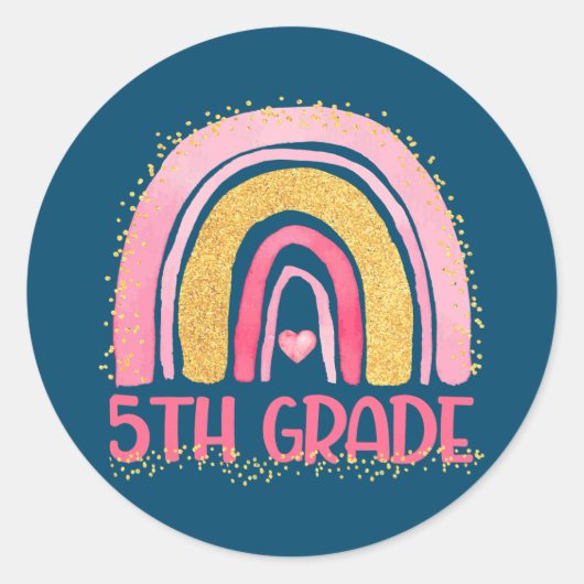 5e graadregenboogleraar Waterverf Kind terug naar Ronde Sticker (Voorkant)