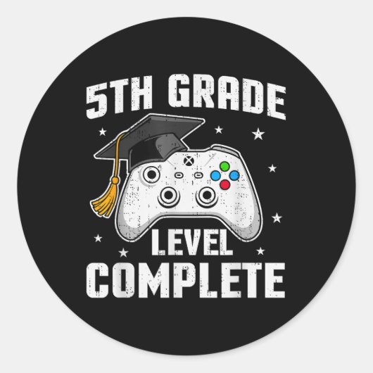 5e Grade Level Complete Videogame Vijfde Graad GR Ronde Sticker (Voorkant)