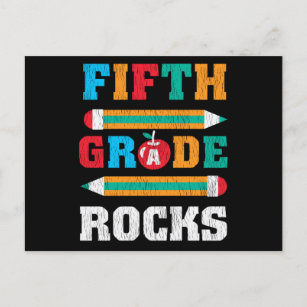 5e Grade Rock Back School Matching Music Teacher Briefkaart