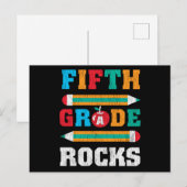 5e Grade Rock Back School Matching Music Teacher Briefkaart (Voorkant / Achterkant)