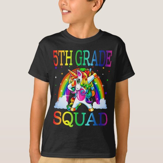 5e Grade Squad Unicorn terug naar school T-shirt (Voorkant)