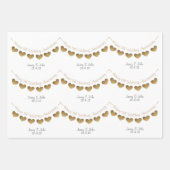 5e Hout bruiloft jubileum Hart Bunting Inpakpapier Vel (Voorkant 2)