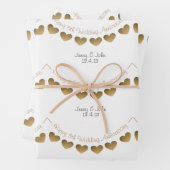 5e Hout bruiloft jubileum Hart Bunting Inpakpapier Vel (In situ)