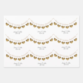 5e Hout bruiloft jubileum Hart Bunting Inpakpapier Vel