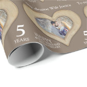 5e hout bruiloft verjaardag aangepaste foto wrap cadeaupapier (Rol Hoek)