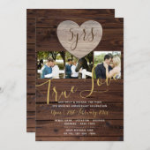 5e HOUT Jubileum PHOTO Rustic Invite Kaart (Voorkant / Achterkant)