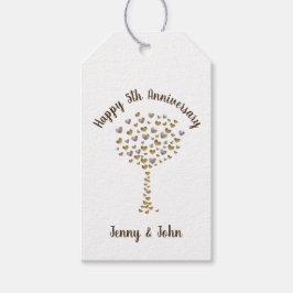 5e hout trouwdag vlinder boom cadeaulabel