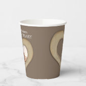 5e houten bruiloft hartfoto bruin papieren bekers (Links)