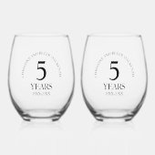 5e houten bruiloft Jubileum handtekening Wijnglas Zonder Voet (Voorkant)