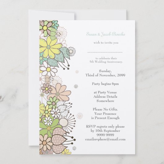 5e Houten Bruiloft Jubileum Uitnodiging (Achterkant)