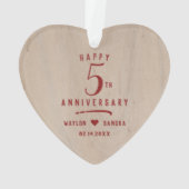 5e houten cadeau bruiloft Jubileum Ornament (achterkant)