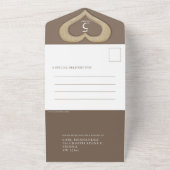 5e houten hart trouwjubileum foto bruin all in one uitnodiging (Buitenkant)