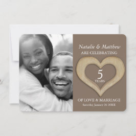 5e houten huwelijksjubileum bruin aangepaste foto  kaart