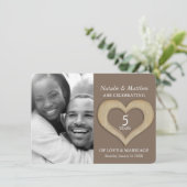 5e houten huwelijksjubileum bruine aangepaste foto kaart (Staand voorkant)