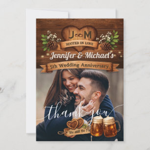 5e Houten Huwelijksjubileum Foto Bedankt Chic