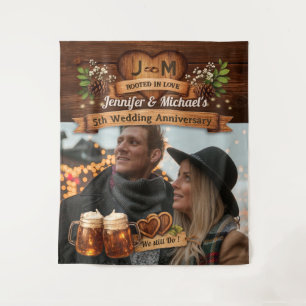 5e Houten Huwelijksjubileum Foto Welkom Rustiek Wandkleed