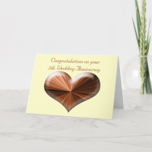5e huwelijksjubileum wenskaart met tekst kaart (Voorkant)