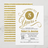 5e huwelijksjubileumfeest - Goud Wit Kaart (Voorkant / Achterkant)