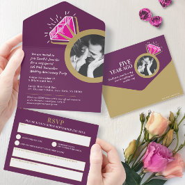 5e huwelijksjubileumfeest roze toermalijn all in one uitnodiging