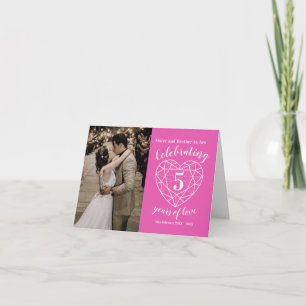 5e huwelijksverjaardag roze gepersonaliseerde foto kaart