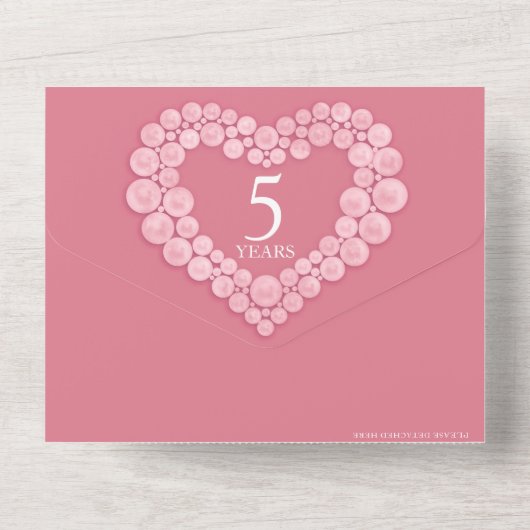 5e huwelijksverjaardag roze rozenkwarts foto all in one uitnodiging (Achterkant)